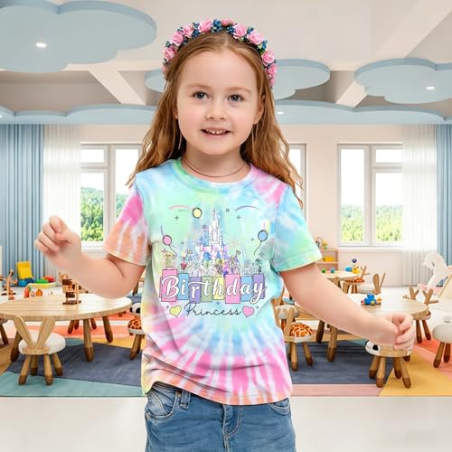 Image of Birthday Girl Shirt Kids Birthday Princess T-Shirt Toddler Girls Birthday Party Tee Cute Birthday Family Tee Tops
