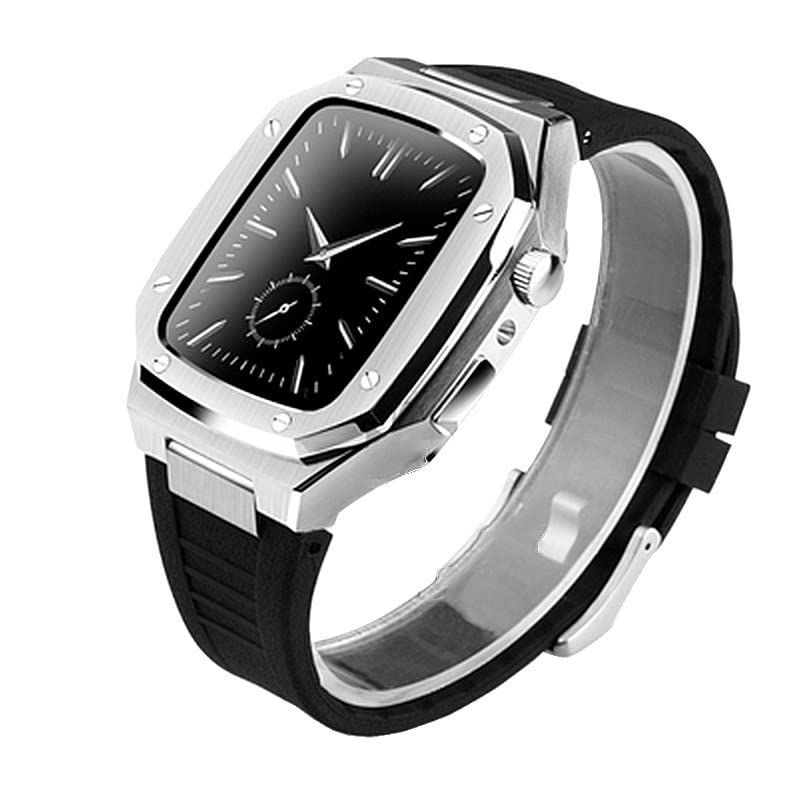 Bracelet en caoutchouc agate et boîtier acier 45mm pour iWatch au quotidien