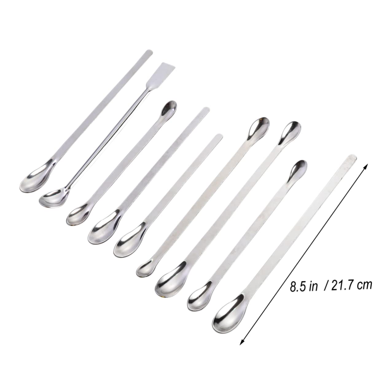 Anneome 9 1 Mixing Spoon Lab Mixing Stainless Spatula Mixing Scoop for Kitchen Cucharitas Micro Lab Spatule Lab Spatula Micro Scoop Micro Spoons Lab Reagent Spoons Chain Serviette Silver