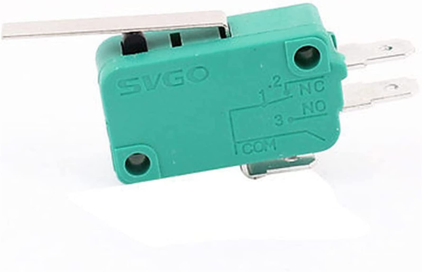 AHLOKI Interruptores, microinterruptores, 10 Uds., Brazo de Palanca Largo momentáneo SPDT 1NO 1NC, microinterruptor de límite de Larga duración, KW3-0Z Verde, Palanca de bisagra, Longitud 28mm