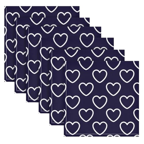 Servilletas de Tela Set de 6 20x20in Blanco Azul Navy miniatura 2
