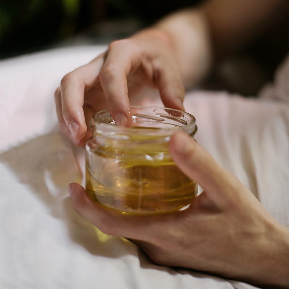 Piccoli contenitori in vetro con coperchio, 56,7 g, barattoli di vetro con coperchio a venature del legno e fodera interna, contenitori da viaggio riutilizzabili per crema, trucco, lozioni, cosmetici