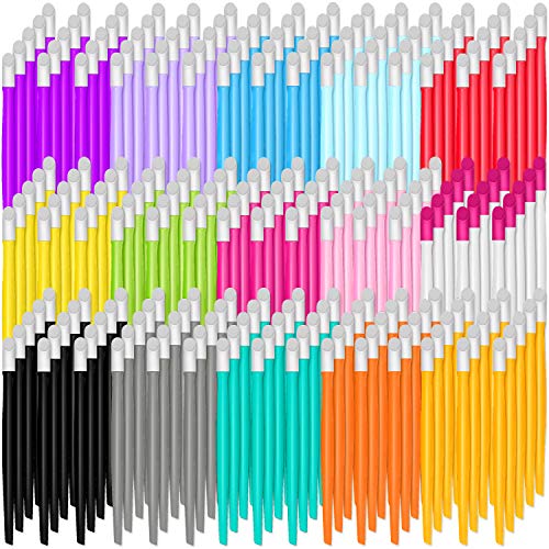 BQTQ 225 Pieces Plastic Handle Nail Cuticle Pusher Rubber Tip Nail Cleaner Colorful Nail Art Tool for Men and Women, 15 Colors