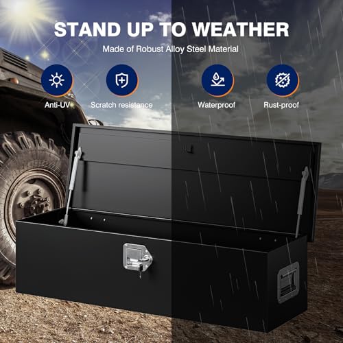 Image of Yizosh 39 Inch Steel Heavy Duty Truck Bed Tool Box, Trailer Tongue Box with Lock and Keys