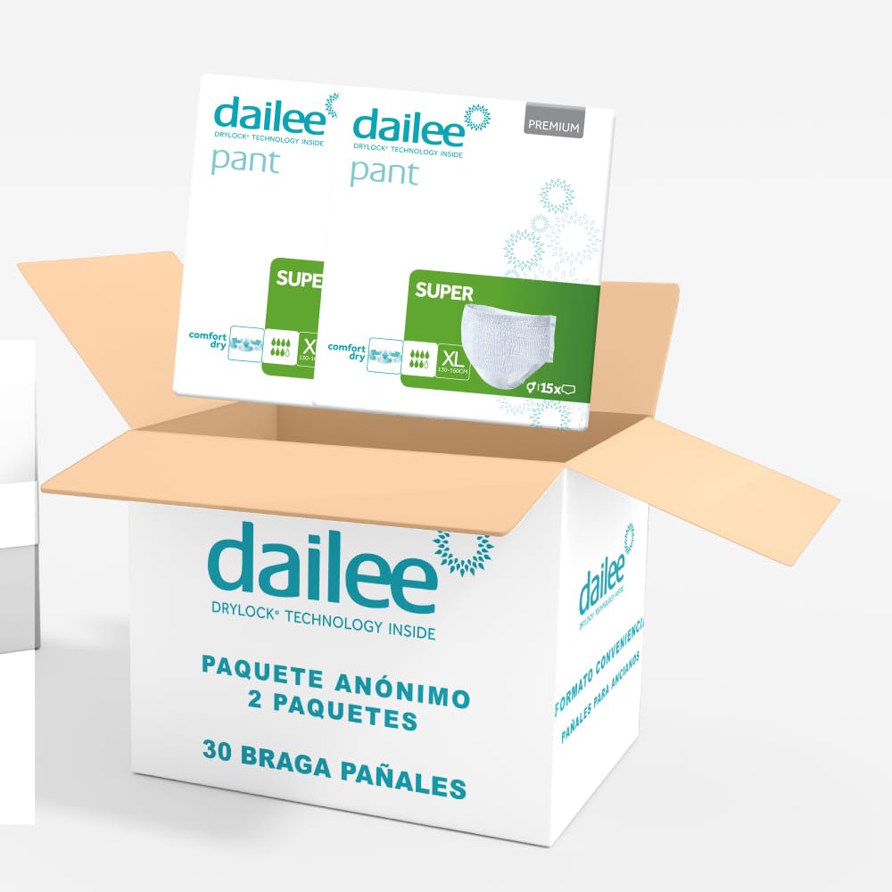 Dailee Pants Super XL - 30x Pañales Adultos Maxima Absorcion - Braga Pañal Adulto para Ancianos, Hombres y Mujeres - 30 Bragas Incontinencia Mujer y Hombre