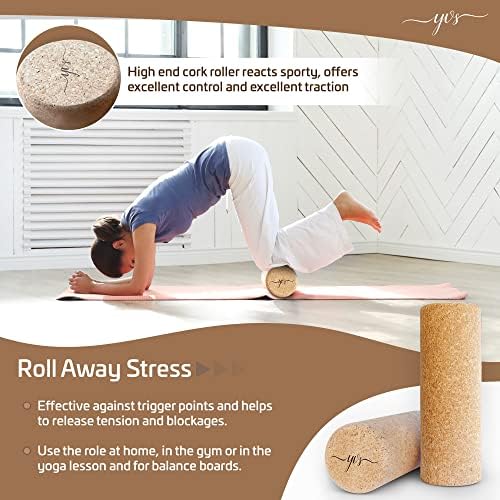 YVS® - Fascia Roller, Back Roller for Back Pain, Back Baller Roller, Trigger Point Roller, Yoga Roller for Back, Fitness Roller, Cork Roller, Yoga Back Roller, Pilates, Fascia