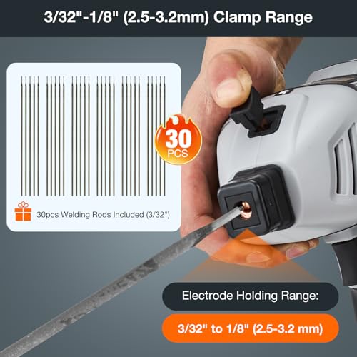 Image of Sakerplus Portable Welding Machine, Handheld Welder Machine 110V, ARC Portable Welder with IGBT Inverter 5 Variable Current Adjustment, 30pcs 3 /32 inch Wire Rods, Welding Helmet, Carring Case Included