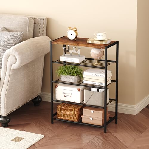 Image of HOMEFORT 5-Tier Shoe Rack, Shoe Storage Shelf with MDF Top Board, Shoe Rack Organizer, Each Tier Fits 3 Pairs, Entryway Shoe Stand with Sturdy Shelves, Rustic Brown