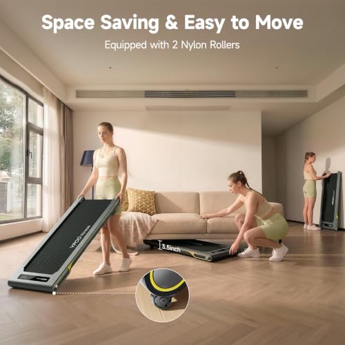 Image of YPOO Ultra Slim Walking Pad Treadmill with 14% Incline, Under Desk Walking Pad with Auto-Maintenance System Belt, Smart App & Remote Control, Portable Treadmill for Home Office, 350LBS Capacity