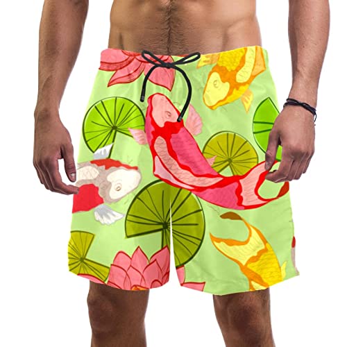 Maillots de bain pour hommes JDEZ short de plage carpe fleurs lotus