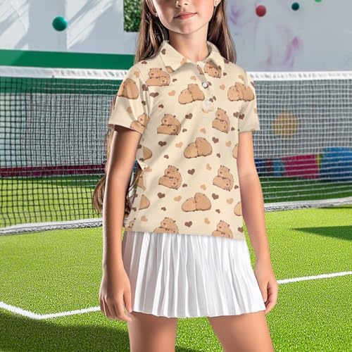 Girls Short Sleeve Polo Shirt Moisture Wicking Golf Tennis Top Collared Shirt for Girls Sizes 5-143