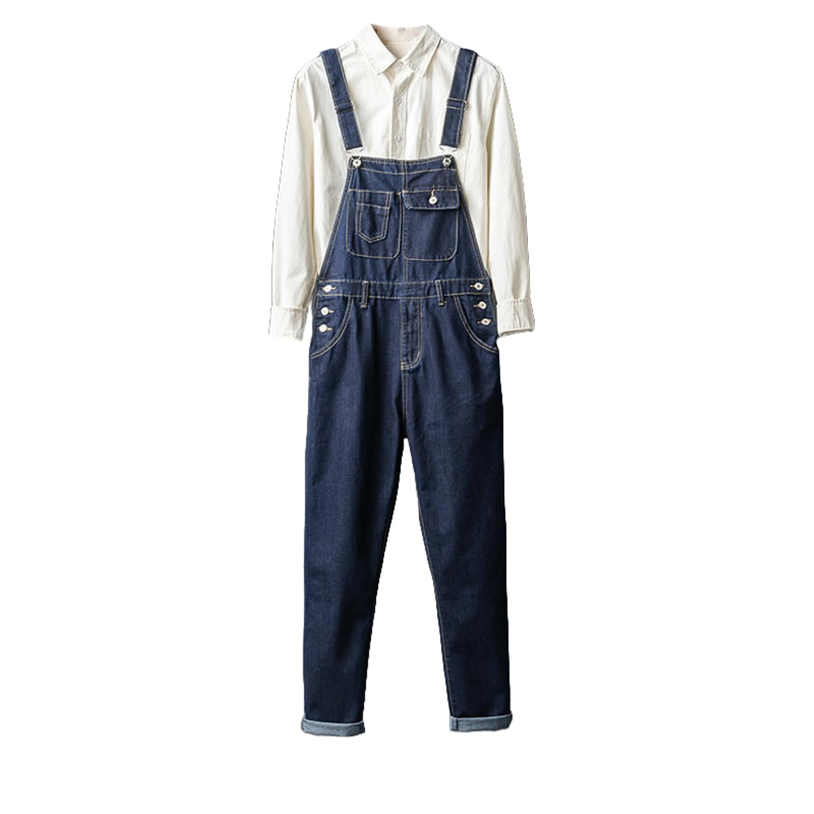 Męski japoński styl vintage, koreański styl, prosty, uniwersalny denim, odzież robocza, szelki, kombinezon, kombinezon