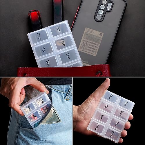 Image of 2 Packs Weekly Travel Pill Organizer Case for Purse with Removable 7 Day Box, Fashionable Pill Container for Medicine, Vitamin, Supplement