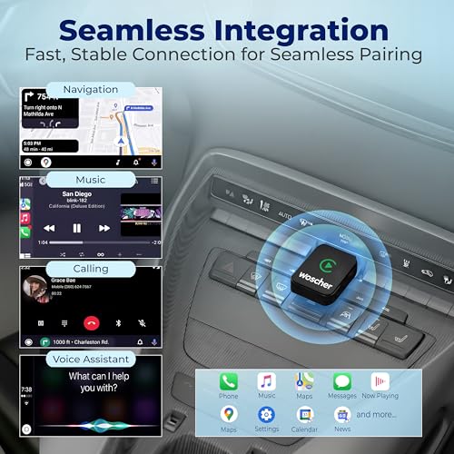 Image of Woscher 2-in-1 Airlink Wireless carplay Adapter, Converts Wired Auto Android & CarPlay to Wireless, car Bluetooth Receiver, Android auto Adapter only for OEM Cars | 1+1 Year Warranty