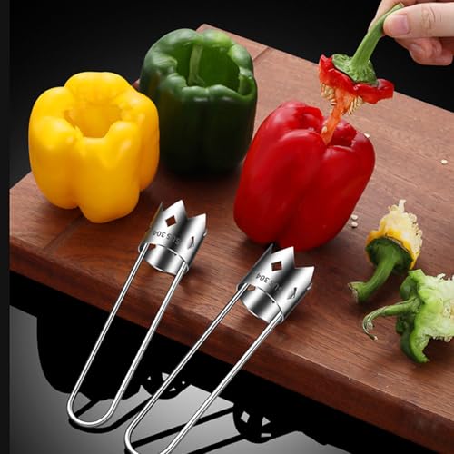 Multifunctional Fruit And Vegetable Core Remover, 2025 New Stainless Steel Red Bell Pepper Seed Corer, Fruit and Vegetable Corer Tool, for Kitchen Gadget (2Mix) - immagine 3