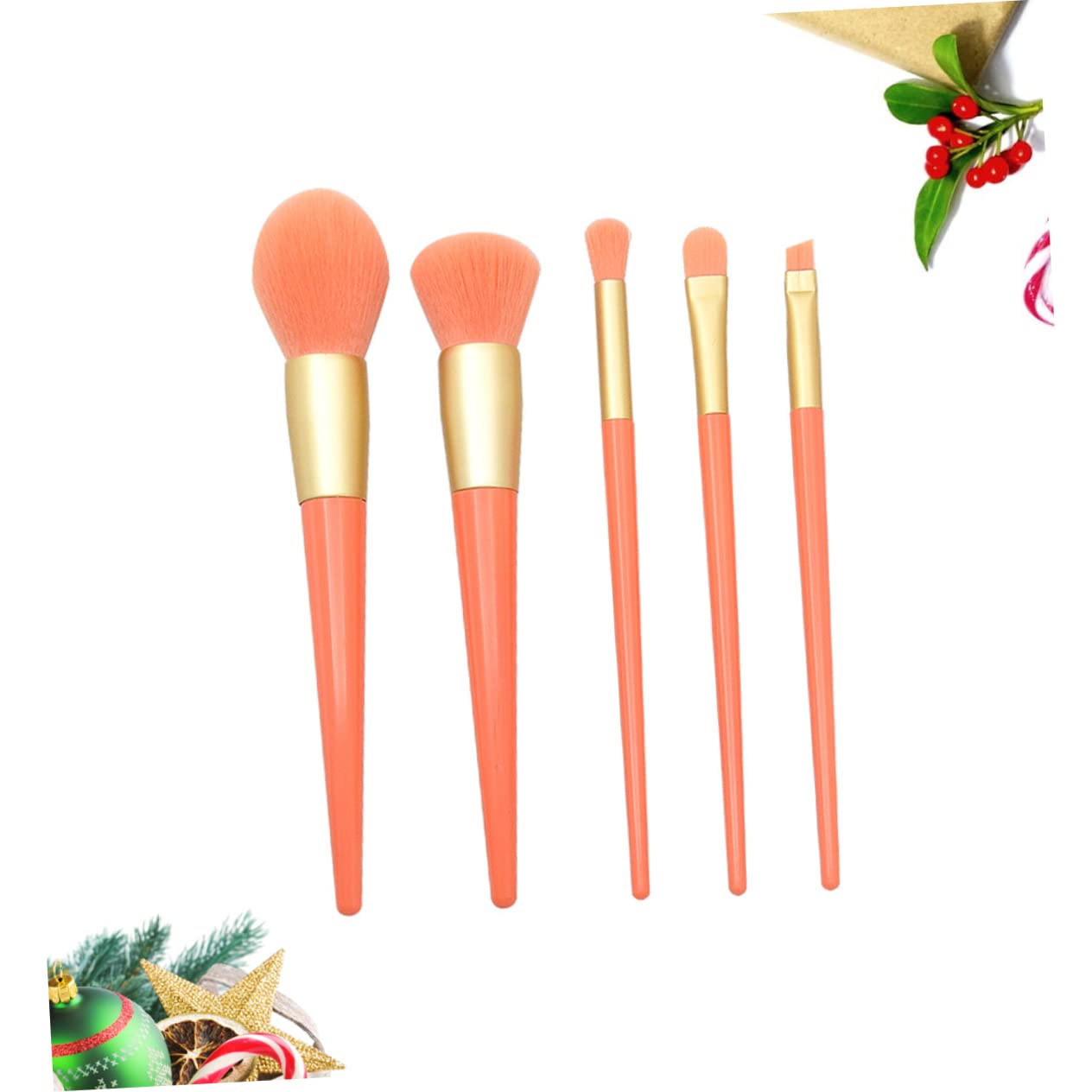 Beavorty 15piezas Cepillos De Maquillaje Naranja Mango De Plástico Kit Profesional De Herramientas Cosméticas Para Aplicación De Base y Polvo Para Viajes y Uso Diario