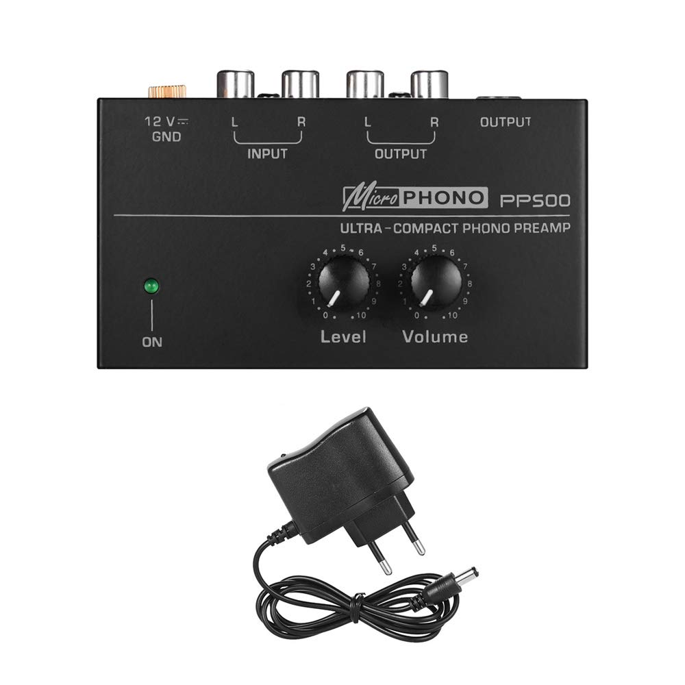 Kalaok Preamplificador Phono Preamp ultracompacto con controles de nivel y volumen Entrada y salida RCA Interfaces de salida TRS de 1/4"