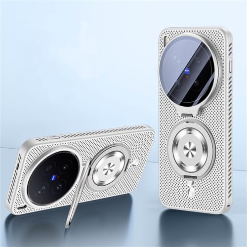Coque de protection premium Vivo X300 Pro rigide argentée et compatible induction magnétique