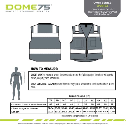Image of DOME75 OMNI Series OV6123 Class 2 HiVis Contrast Heavy Duty Surveyors Vest with ProPocket