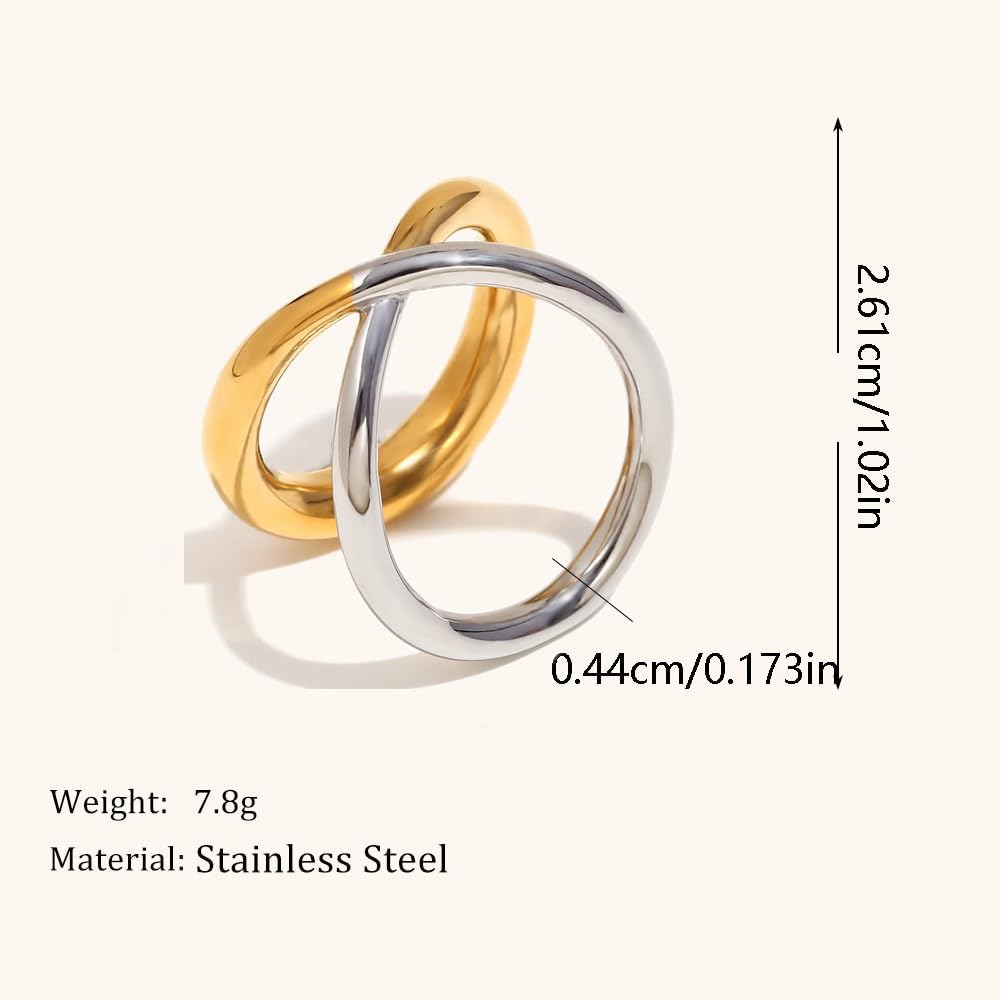 Kokoma Minimalist Cross Double Layers Ring for Women Stainless Steel Thumb Band X Shape Line Statement Stacking Rings Thick Finger Bands Fashion Jewelry - Image 5