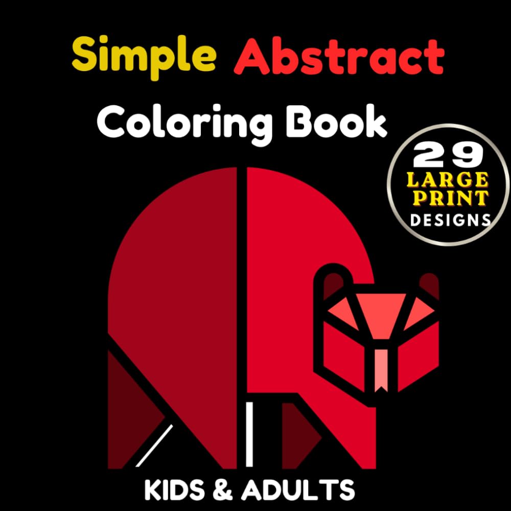 Simple Abstract Coloring Book: A Black Background Activity for Kids and Adults: Relaxing Geometric Shapes and Patterns