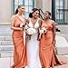 One Shoulder Bridesmaid Dresses Mermaid Satin Long Ruched Bodycon Formal Evening Dress for Women Silver 12