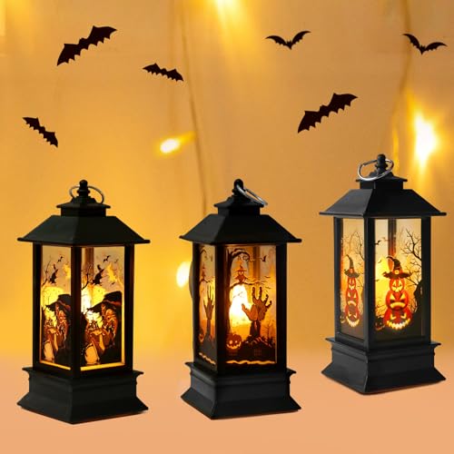 Yomaido 3 Pcs Halloween Candle Lanterns,LED Lantern Lights Ghost Witch Pumpkin Lamp Garden Lights Hanging Lanterns,Halloween Garden Decorations Halloween Party Props Indoor Outdoor Yomaido 3 Pcs Halloween Candle Lanterns,LED Lantern Lights Ghost Witch Pumpkin Lamp Garden Lights Hanging Lanterns,Halloween Garden Decorations Halloween Party Props Indoor Outdoor
