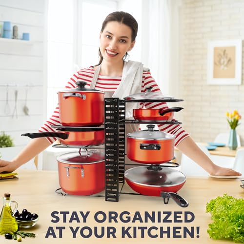image for KOMFORA Pots and Pans Organizer Under Cabinet - 8-Tier Adjustable Pan 