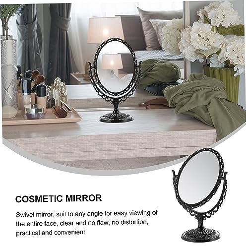 Espejo de maquillaje de pie giratorio estilo retro elegante miniatura 4
