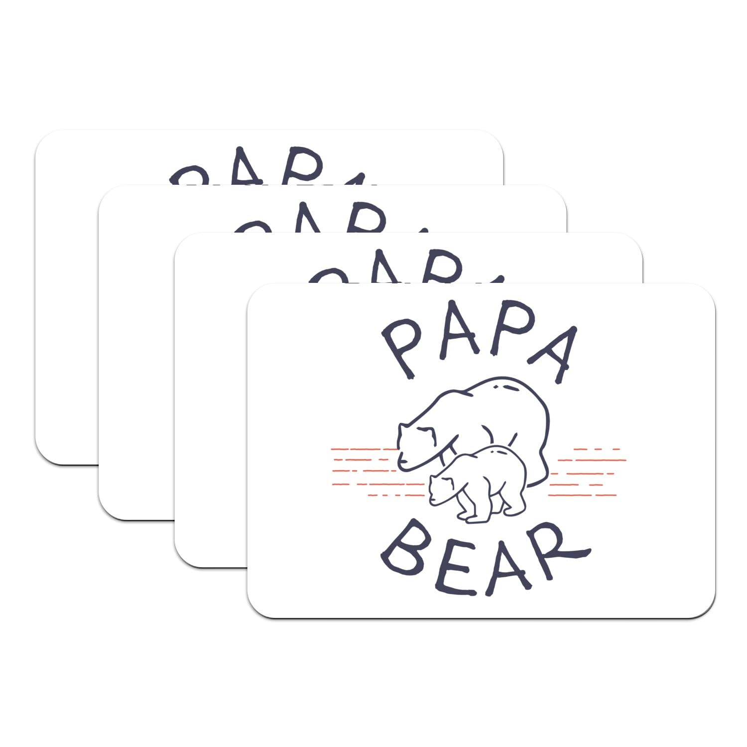 Sets de table caoutchouc blanc grand format 39,5x28,5 cm motif animaux Papa Bear