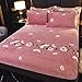 Haiba Inverno caldo flanella elastico lenzuolo con angoli coprimaterasso stampa floreale peluche super morbido accogliente king size lenzuolo, 150X200+25cm