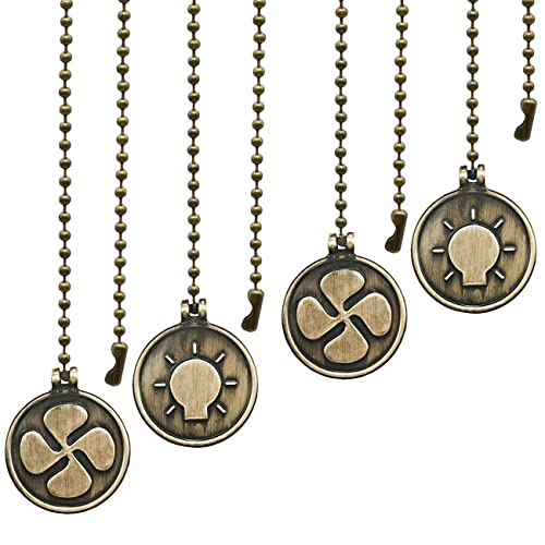 Cadena de tracción para ventilador de techo, 2 bolas de perlas de 34,1 cm, con conector para ventilador de techo y lámparas, color bronce