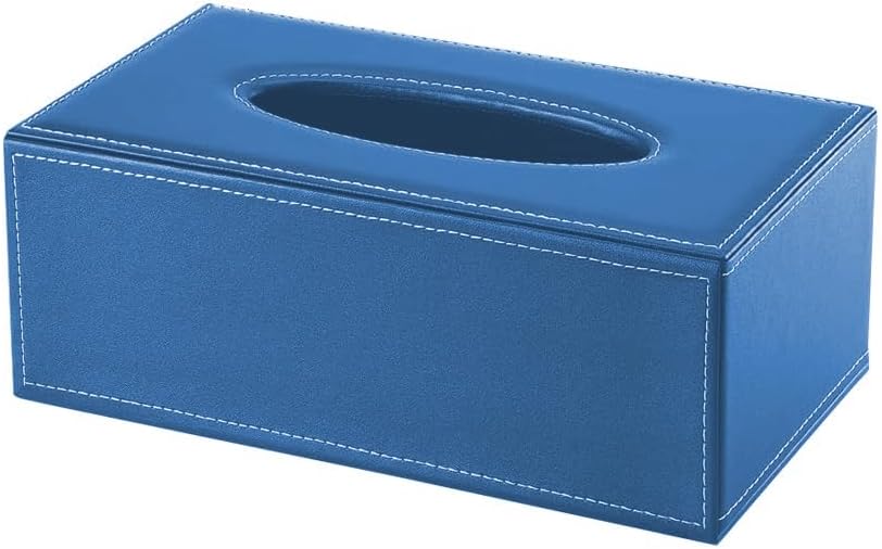 oddpodโข PU Leather Rectangular Tissue Box Holder/Napkin & Paper Towel Dispenser with Magnetic Bottom Lid for Office, Home, Hotel, School & Salon - Oxford Blue