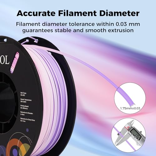 Image of Sovol 3D Printer Matte Multicolored Fast Change Gradient Rainbow PLA 1kg (2.2 lbs) Spool 3D Printing Materials, Dimensional Accuracy + /- 0.03 mm, 1.75 mm, Matte Lavender