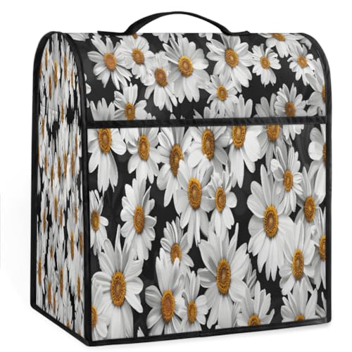 Coffee Maker Cover Daisy Black Floral Kitchen Appliance Covers Small Appliance Covers Blender Cover Juicer Cover Dust Covers for Kitchen Appliances with Top Handle and Pockets,Washable,B762