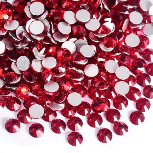 Image of 144pcs DIY Glass Flatback Rhinestones for Bedazzling,Round Crystal Gems for Nail Art,Stage Makeup,Clothing,Bag Decoration 0.31 inch 8mm SS40 Mid. Siam