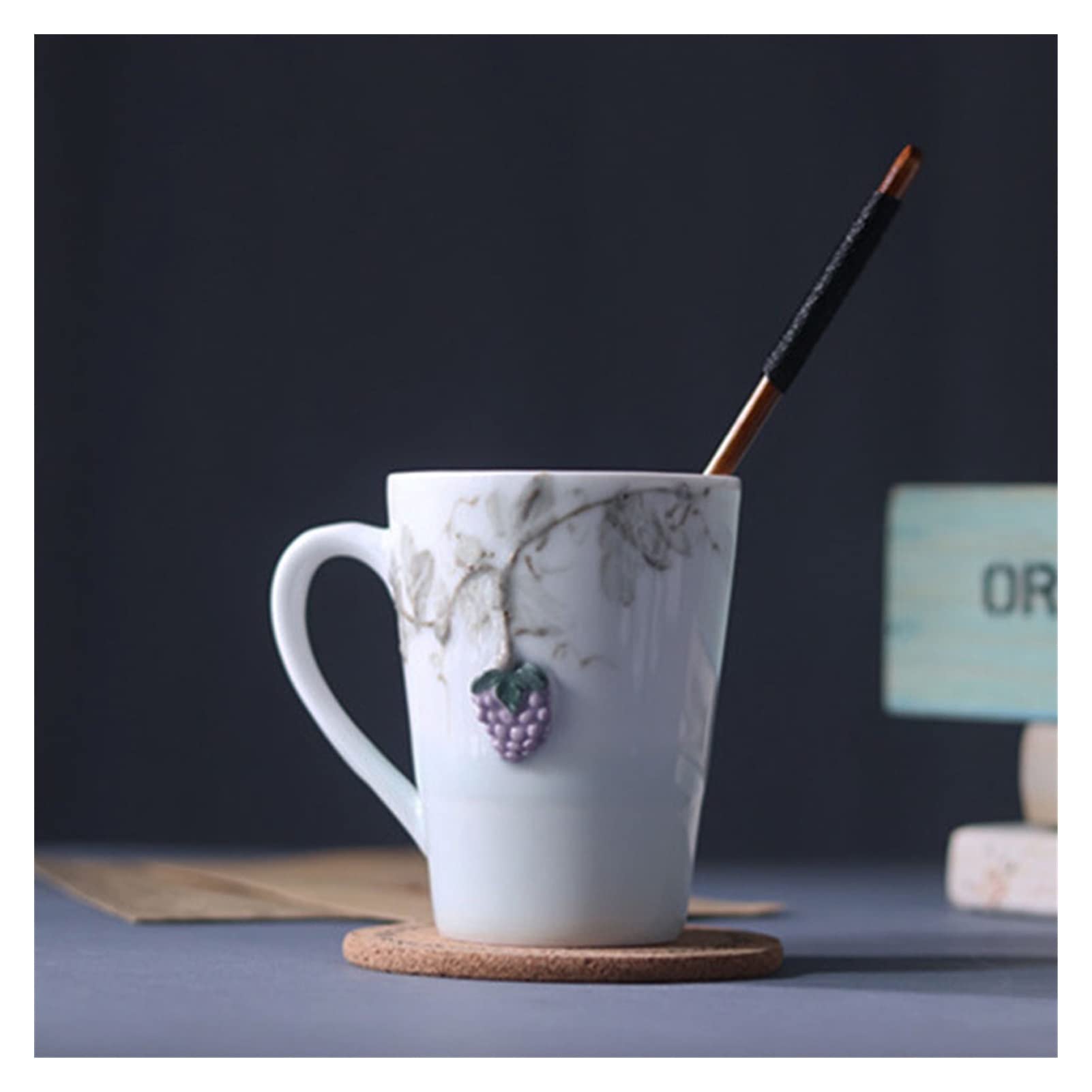 Kaffeetasse Keramik Handgemachte Becher FRUCHT 3D Dreidimensionale Paar Tasse Home Office Study School Coffee Tee Cup Teetasse (Color : A)
