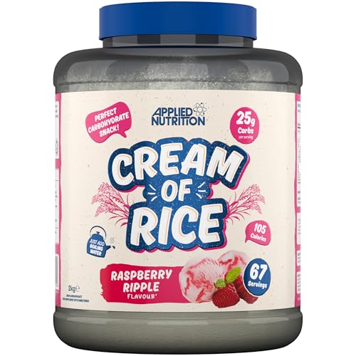 Applied Nutrition Cream of Rice - Hochwertiges Kohlenhydrat-Ergänzungsmittel, Energiequelle für Frühstück und Snacks, leicht verdaulich, wenig Zucker, wenig Fett, vegan (2kg, Raspberry Ripple)