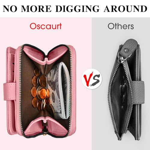 Image of oscaurt Wallet Women Small RFID Blocking Bifold Credit Card Wallets with ID Window and Tassel Zipper Coin Pocket Ladies Wallet
