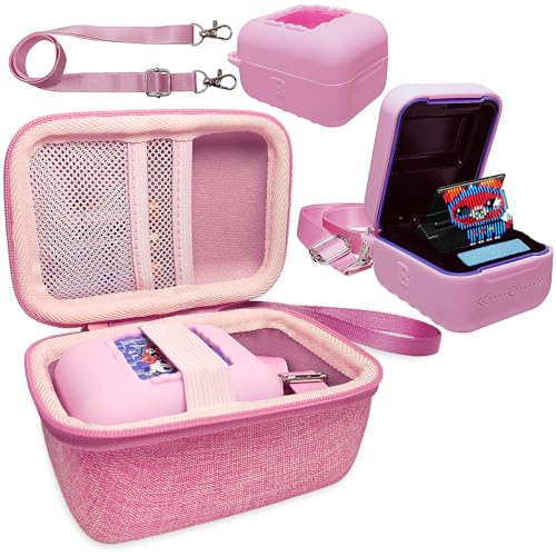 JCHPINE Hard Carrying Case and Silicone Cover for Bitzee Interactive Toy Digital Pet, Accessories Case for Bitzee Virtual Electronic Pets Original 15 Animals (Pink)
