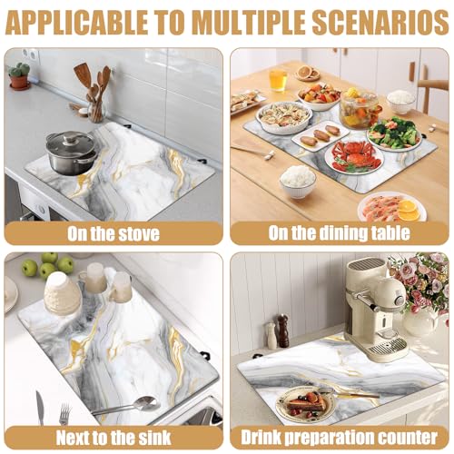 Image of White Marble Stove Top Covers for Electric Stove, Electric Gas Stove Pad Heat Resistant Range Cooktop Protector for Home Decor Kitchen 28 inchx20 inch