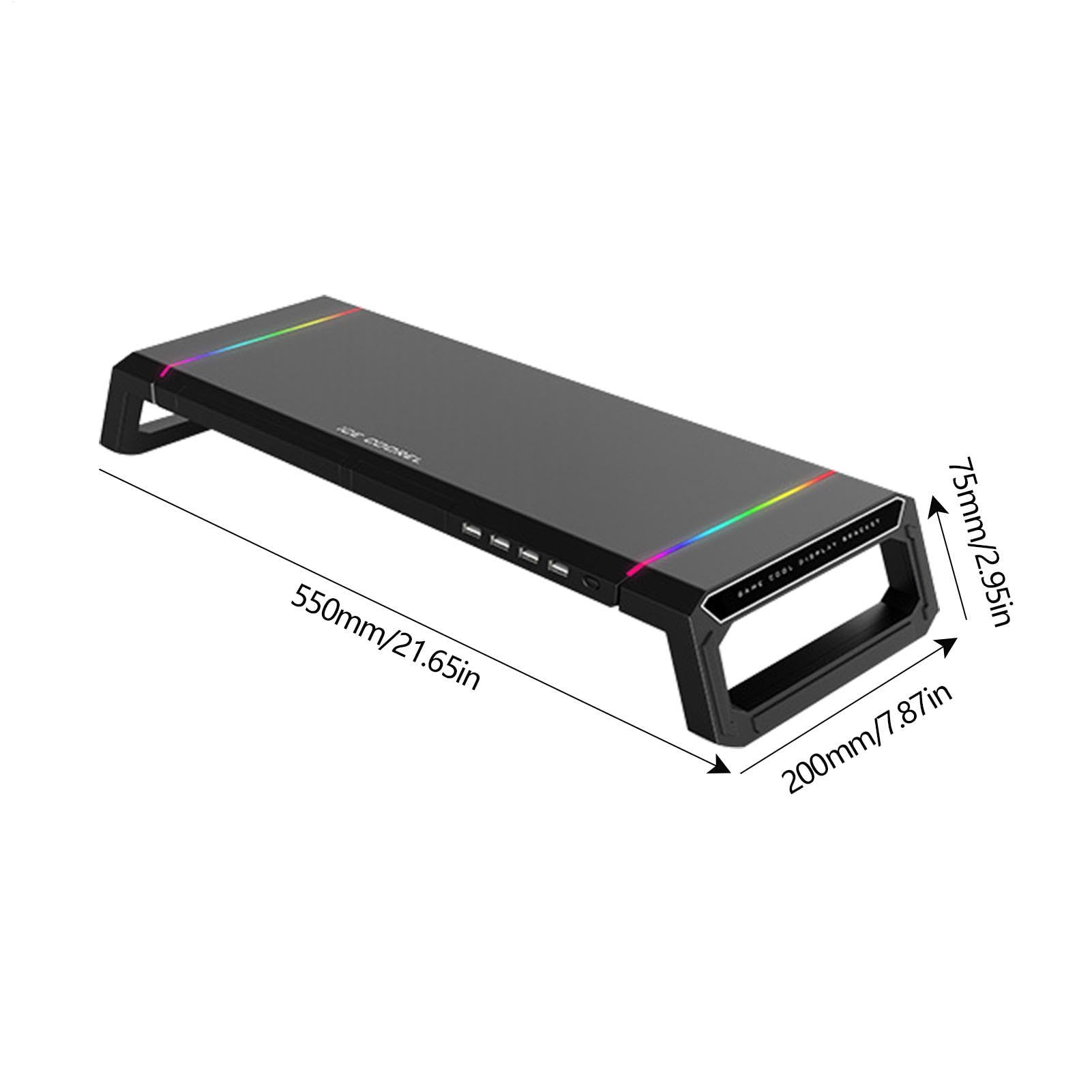 Générique Supporto monitor - Organizzatore da scrivania per monitor del | computer - Supporto per computer portatile per stampante PC pieghevole leggero RGB con 4 porte Hub USB3.0, 9 modalità di