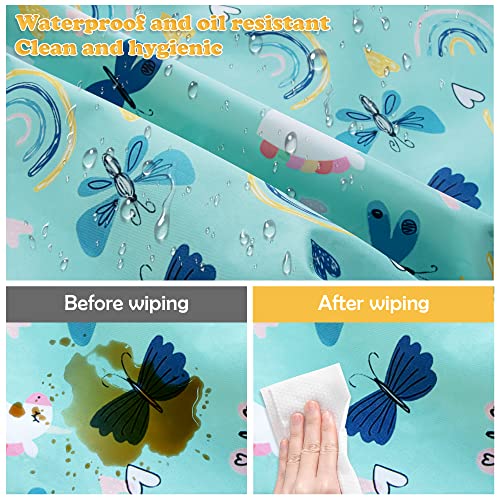 JinBei Baby Bibs with Sleeves,Toddler Feeding Bibs Coverall Long Sleeve Baby Apron for Painting,Waterproof Adjustable Wipe Clean Attaches to Highchair Weaning Bibs for Infant 6 Month to 5 Years,Blue - Image 4