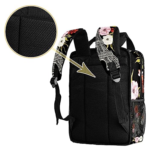 Sac à dos pour garçon réglable imprimé Paris multicolore 14x10.2x4.7in
