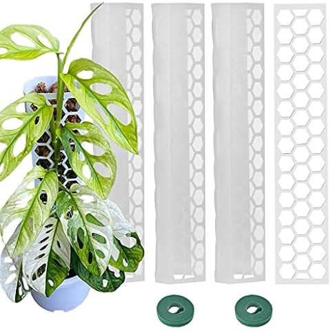 Haispring Plastic Moss Pole 4 Pack 17 Inch for Climbing Plants Monstera, Moss Pole Support for Indoor Plants, Plant Support for Monstera Work with Sphagnum Moss, Plant Lover Gifts（White） Cover