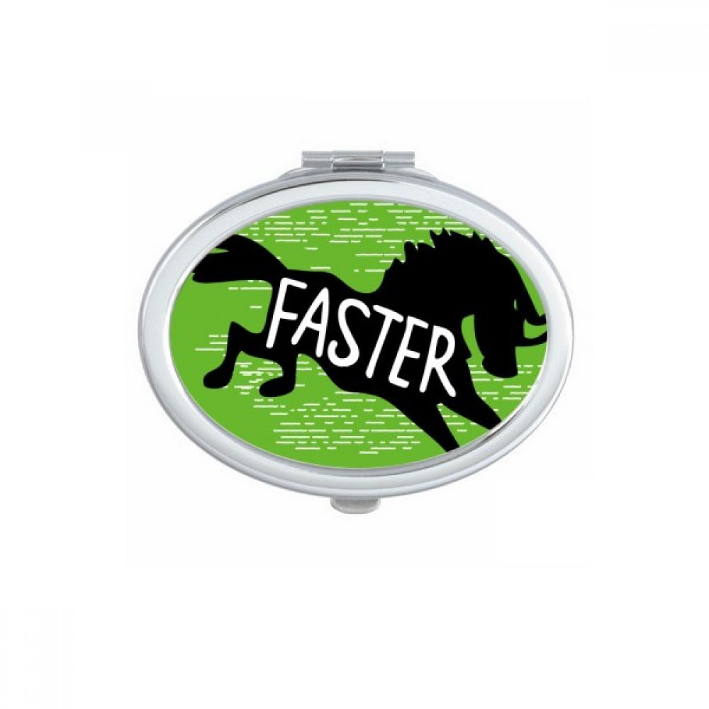 Miroir de poche cheval noir ovale pour retouches maquillage faciles