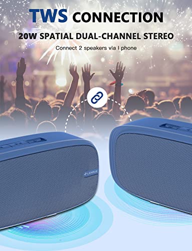 Image of LENRUE Bluetooth Speaker, Wireless Portable Speaker with Loud Stereo Sound, Rich Bass, 12-Hour Playtime, Built-in Mic. Perfect for iPhone, Samsung and More (Blue)