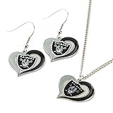 NFL Oakland Raiders Swirl Heart Earrings & Pendant Set