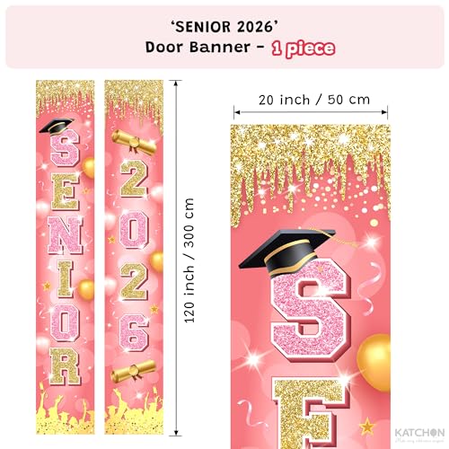 Image of Katchon, Pink Graduation Door Banner 2026-120x20 Inch | Senior 2026 Door Banner for Pink Graduation Decorations 2026 | Front Door Decorations Hanging | Senior Graduation Banner Class Of 2026