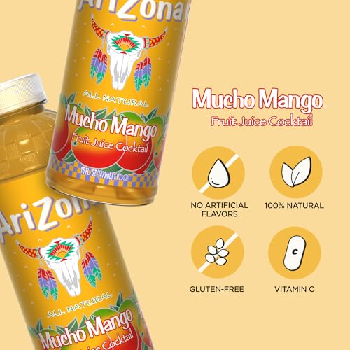 Image of AriZona Mucho Mango | Fruit Juice Cocktail | 16 Fl Oz (24 Pack)